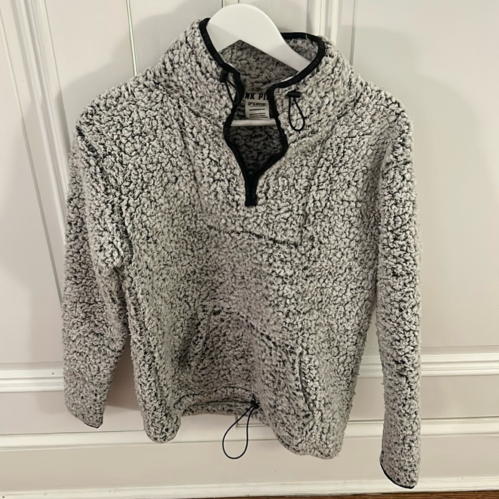 PINK Gray Sherpa Half-Zip